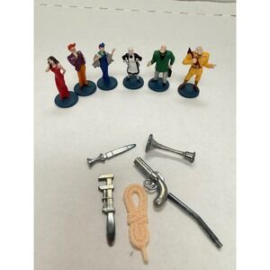 Vintage 2002 Hasbro Clue Replacement Game Pieces 6 Figures and 5 Weapons Set